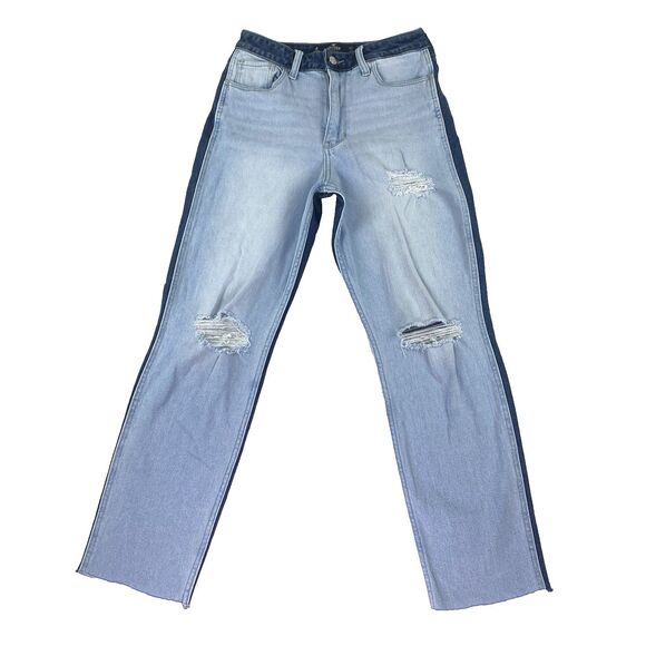 Hollister Jeans Womens 27 Two Tone Distressed High Rise 90s Y2K Denim - Picture 3 of 16